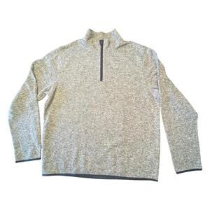 J.Crew Mens XL Gray 1/4 Zip Fleece Pullover Navy Trim New With Tags NWT